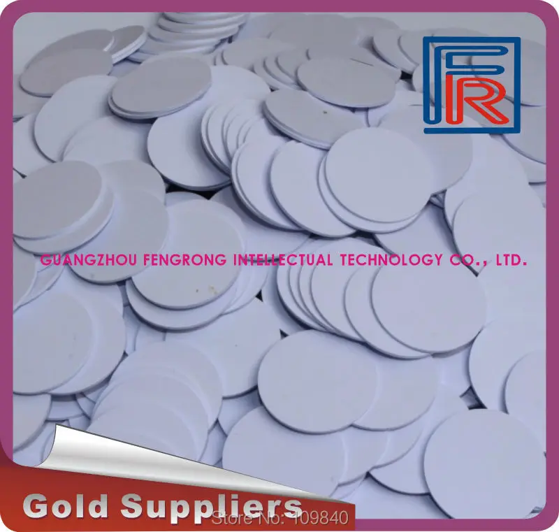 100pcs 13.56MHZ Dia 25mm PVC RFID Token with fudan 1K S50 chip for access control/NFC/E-ticket