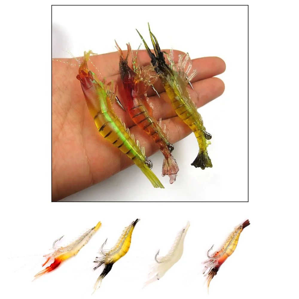 1 шт. 9 см мягкая рыболовная приманка искусственная для креветок с поворотом со