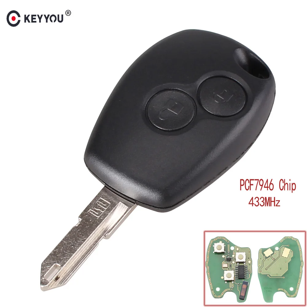 KEYYOU 2 кнопки чехол для дистанционного ключа от машины оболочки 433 МГц PCF7946 чип