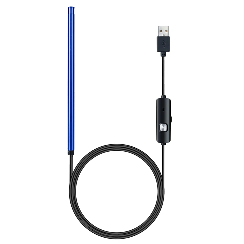 blue Эндоскоп для чистки ушей, USB HD, визуальная Ушная ложка 5,5 мм, мини-камера, ПК, ушной отоскоп, Бороскоп, инструмент для заботы о здоровье - Цвет: blue