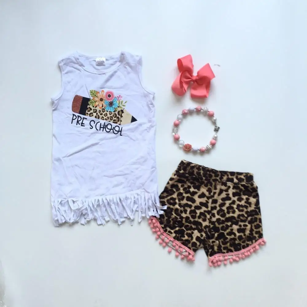 Одежда для маленьких девочек одежда дошкольников белый топ с леопардовым