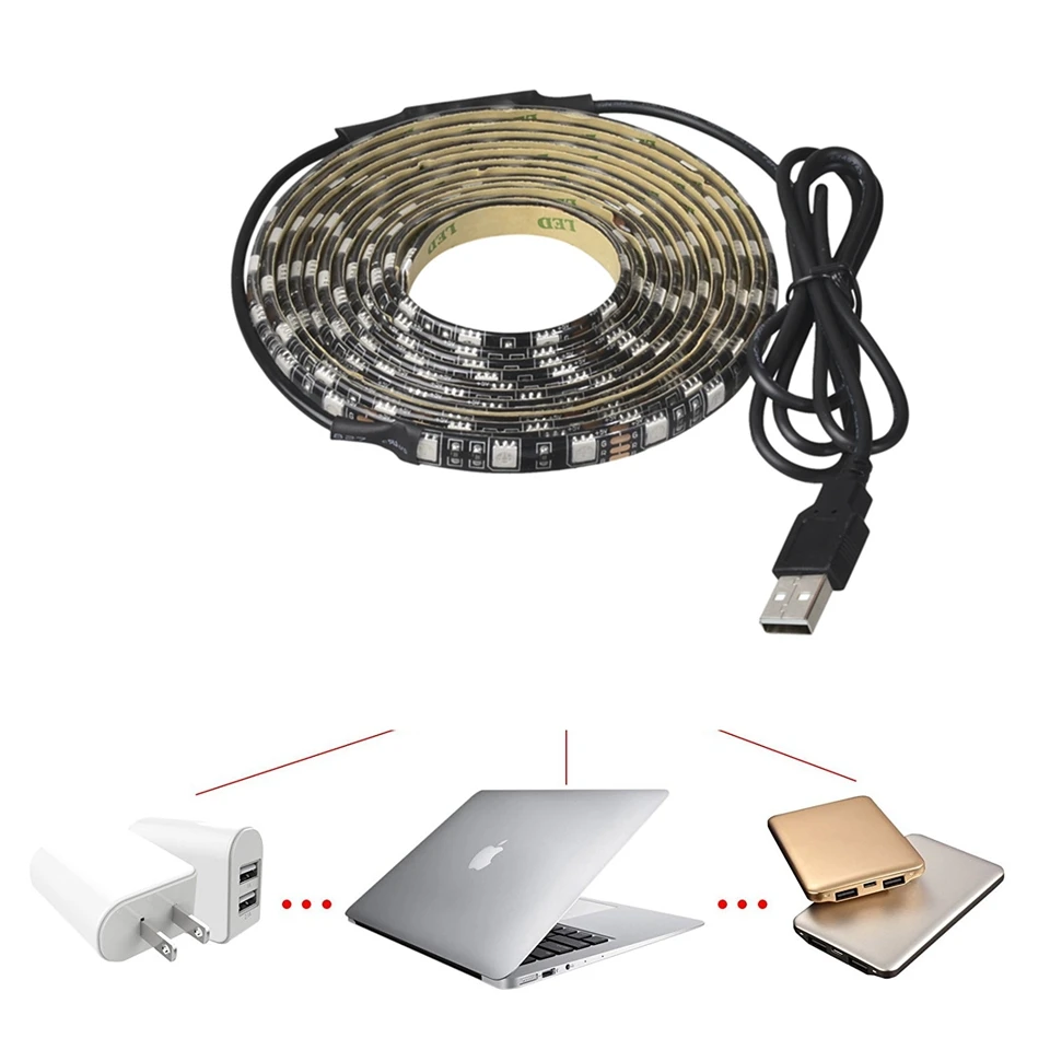 USB 5V 5050 Светодиодная лента RGB светильник 60led 1 м 2 м Мини ИК 24key RF 17key Контроллер печатной плате Черного цвета IP65 Водонепроницаемая светодиодная лента RGB гибкий светильник клей
