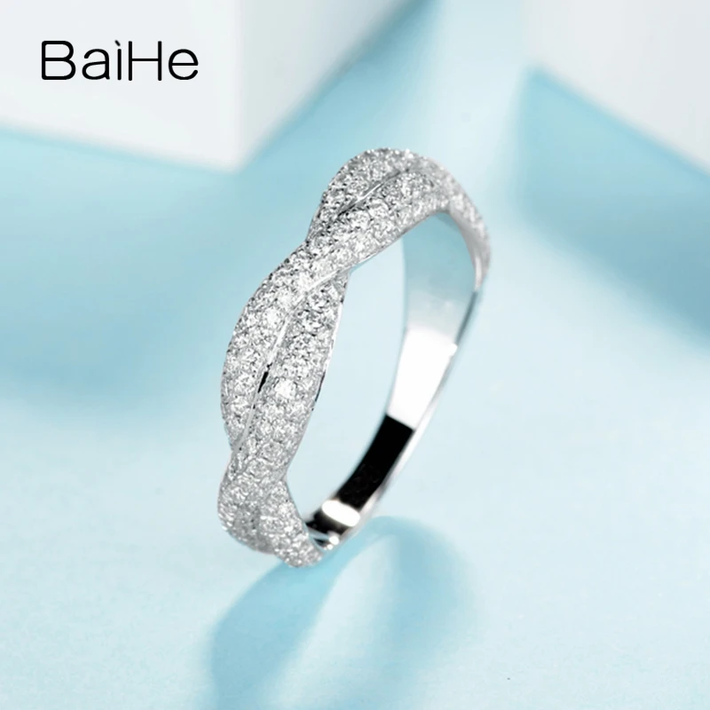 BAIHE однотонное 14K белое золото 1ct сертифицировано H/SI круглые натуральные