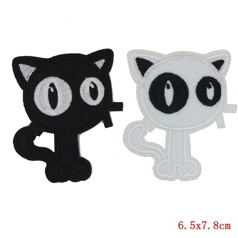 2 шт. черно белые патчи с вышивкой в виде кошки|cat iron|iron on embroidery patchescat iron |