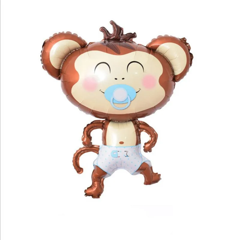 teat monkey blue Милые воздушные шары из алюминиевой фольги с изображением обезьяны в виде цветов, надувные воздушные шары, украшения для дня рождения, детские игрушки, шары в виде животных, зоо, Феста, 1 шт - Цвет: teat monkey blue