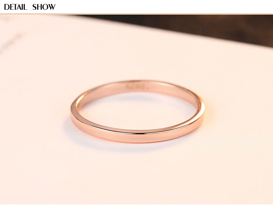 S925 стерлингов Серебряные кольца Простые Модные круглый 14 k кольца из розового золота для Для женщин Fine Jewelry