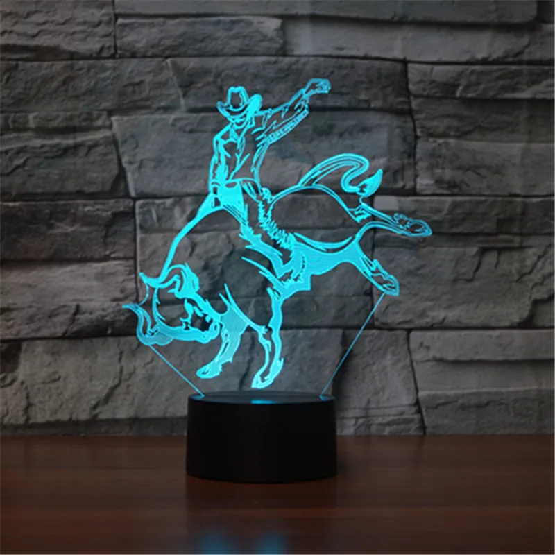 

2018 new bullfighting lamp for foreign trade touch 3D lamp LED visual gift atmosphere decorative USB Christmas gift