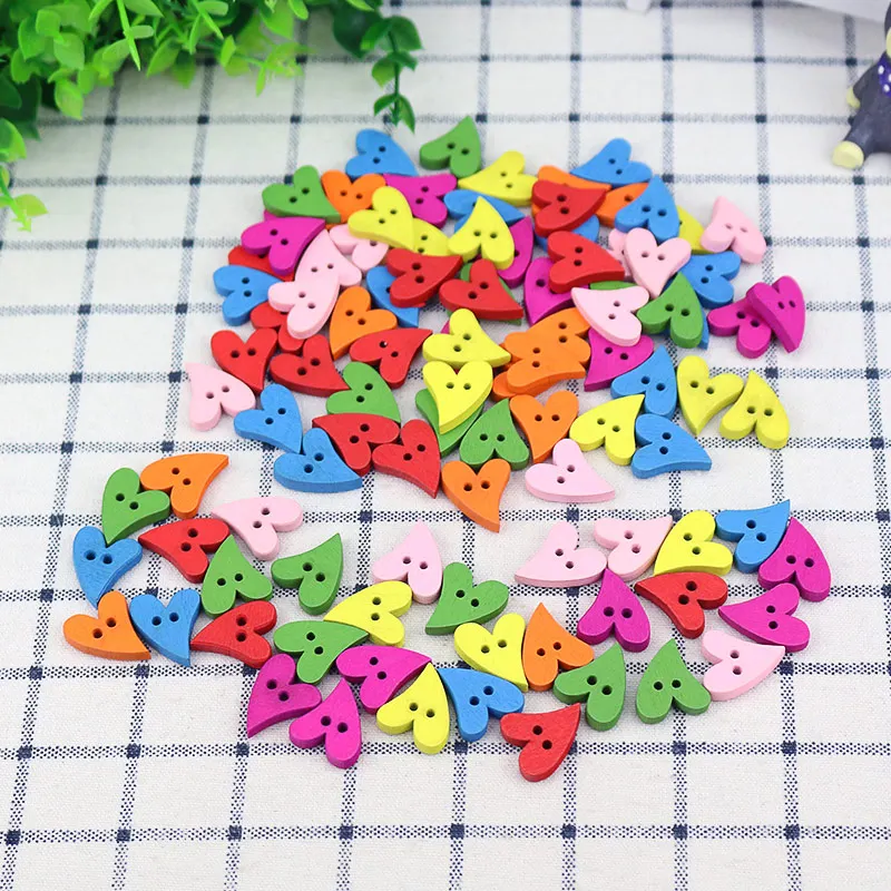 50 шт смешанные сердца 2 отверстия деревянные Кнопки DIY Материал применяется