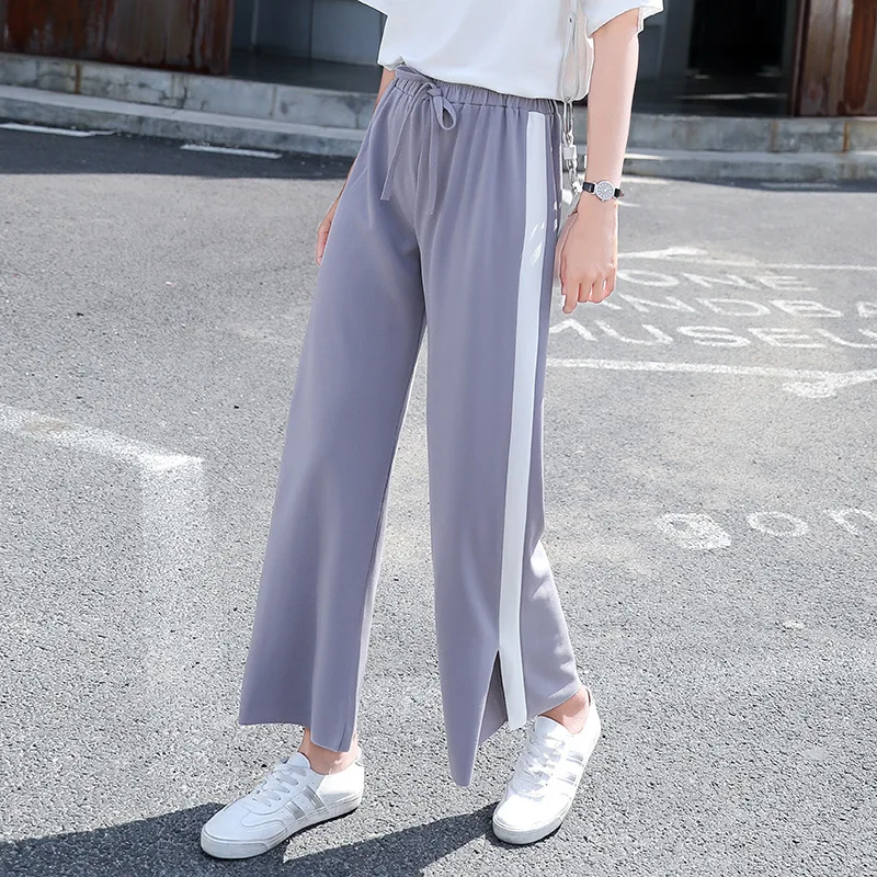 Корейский стиль 2018 Лето Для женщин свободные шифоновые широкие брюки на