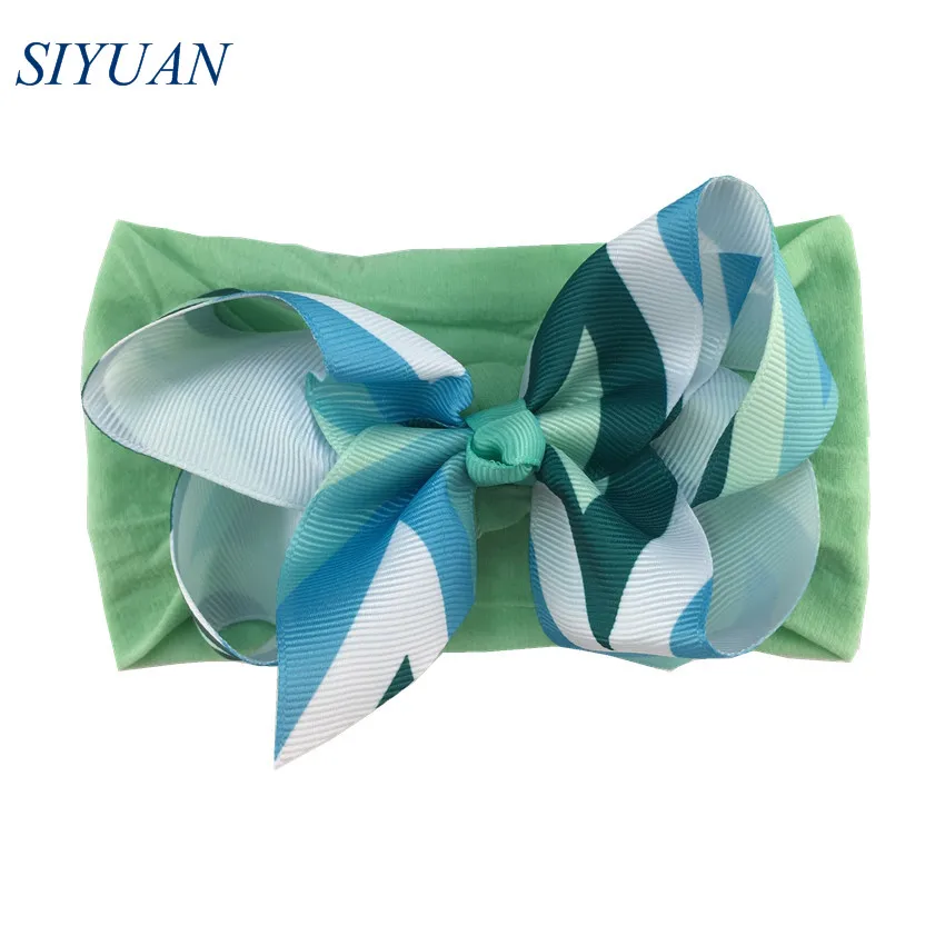 29 30pcs/lot Summer Style Soft Nylon Elastic Headband with 4.6 inch Grosgrain Ribbon Hair Bow Girl Hairband 35C Available HB089 - Цвет: 29