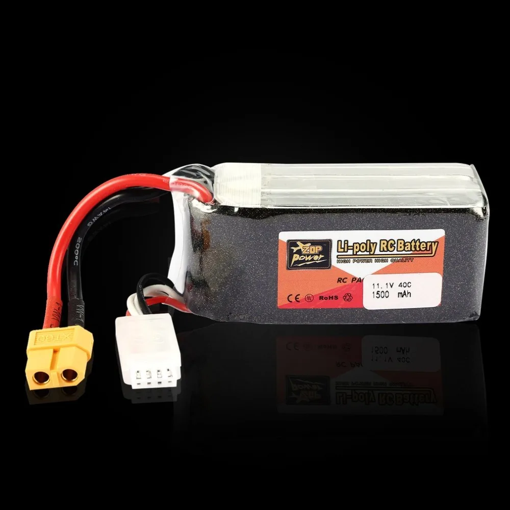 Литий-полимерный аккумулятор ZOP Мощность 11,1 V 1500 мА/ч, 40C 3 S Lipo Батарея XT60 разъем для модели RC