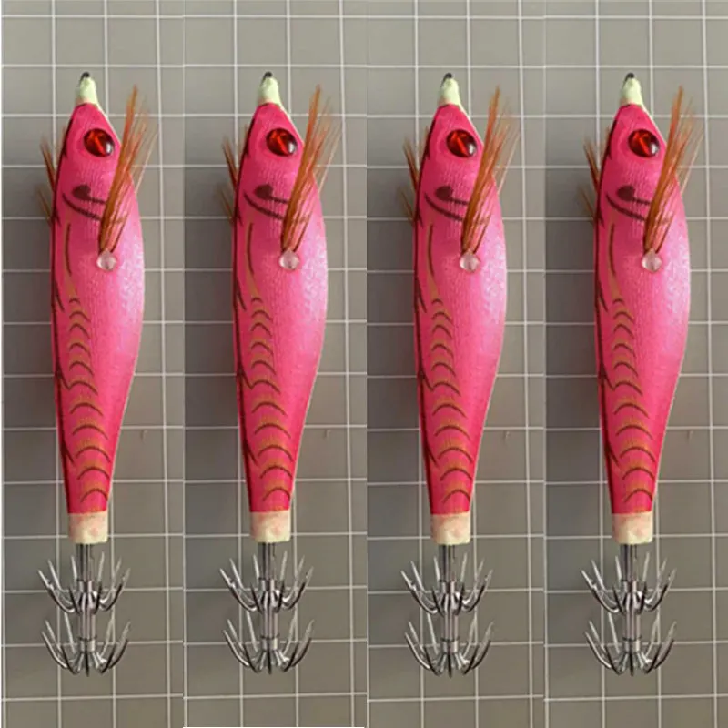 20 шт искусственные кальмары приманки Светящиеся древесины наживка креветка 10 см