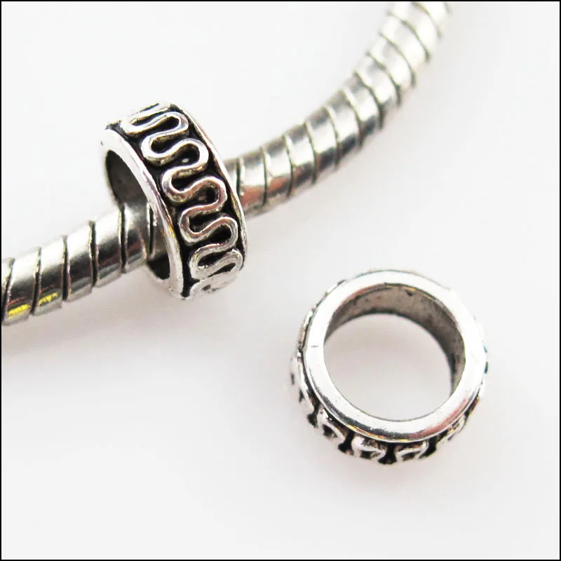 80 шт Тибетский серебристый цвет Круглый Spacer бусины 8 мм|beads charms|spacer beadstibetan silver |