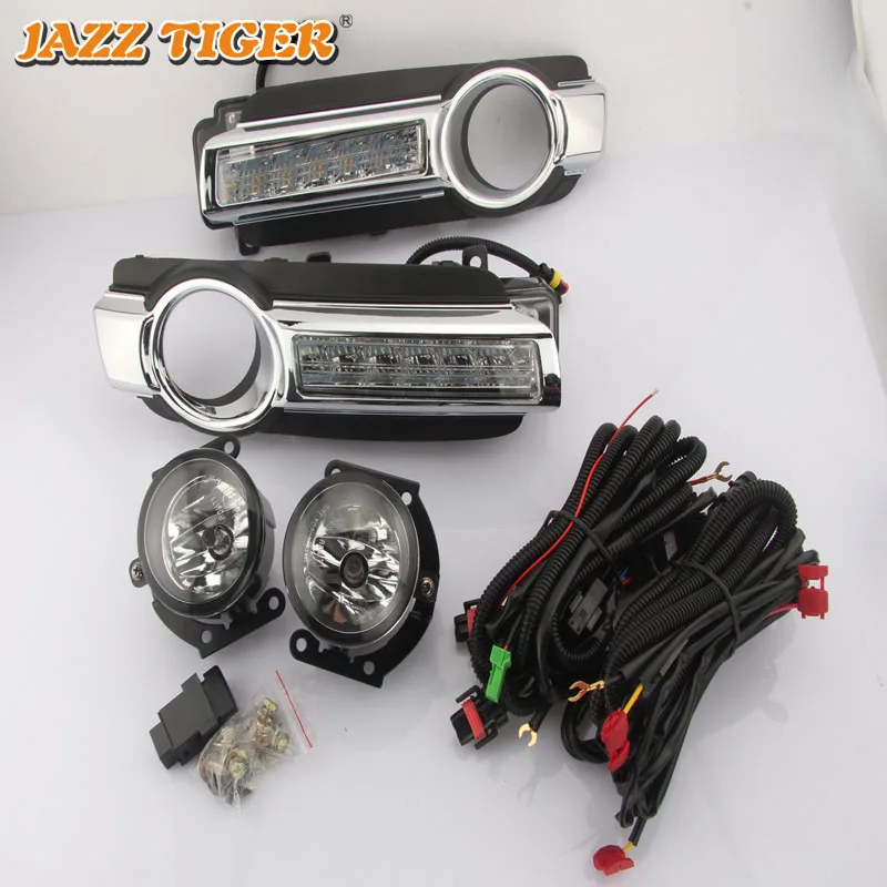 Fog Lamp and LED DRL Желтый сигнал Функция противотуманной фары 12V автомобильные DRL Светодиодный дневной светильник для Mitsubishi Pajero Montero V93 - Цвет: Fog Lamp and LED DRL