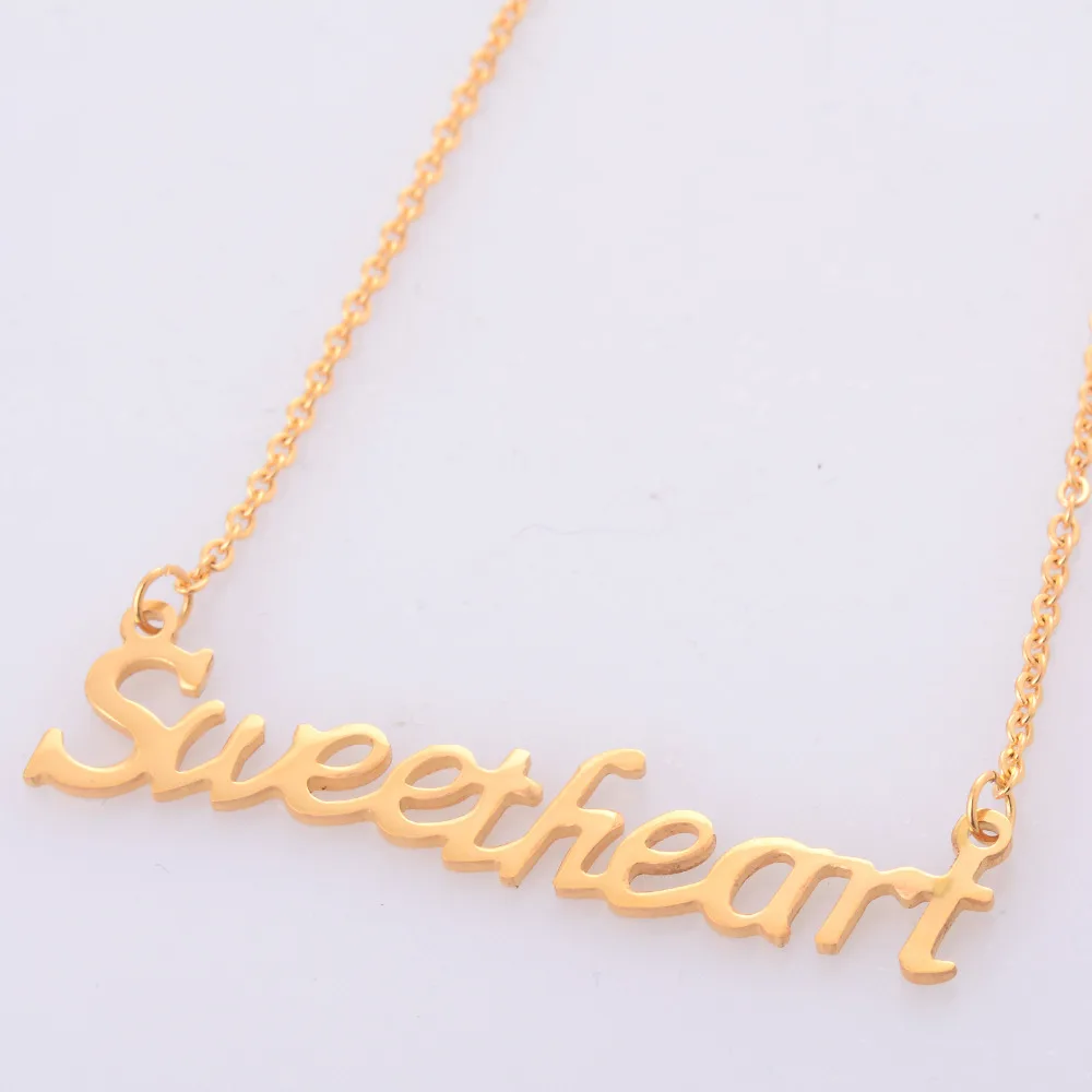 Новая мода Золотой цвет из нержавеющей стали Милая кулон букв ожерелье s для