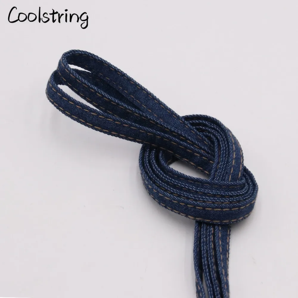 Coolstring 8 мм Премиум плоские джинсовые шнурки металлические Aglet классические шнурки подгонять ваши ноги синий черный шнурки для кроссовок