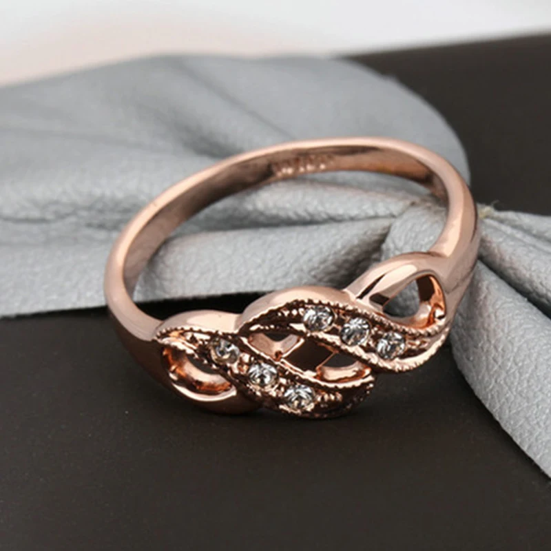 Кольцо с Двойной спиралью позолотой и розой 1 шт. | Украшения аксессуары