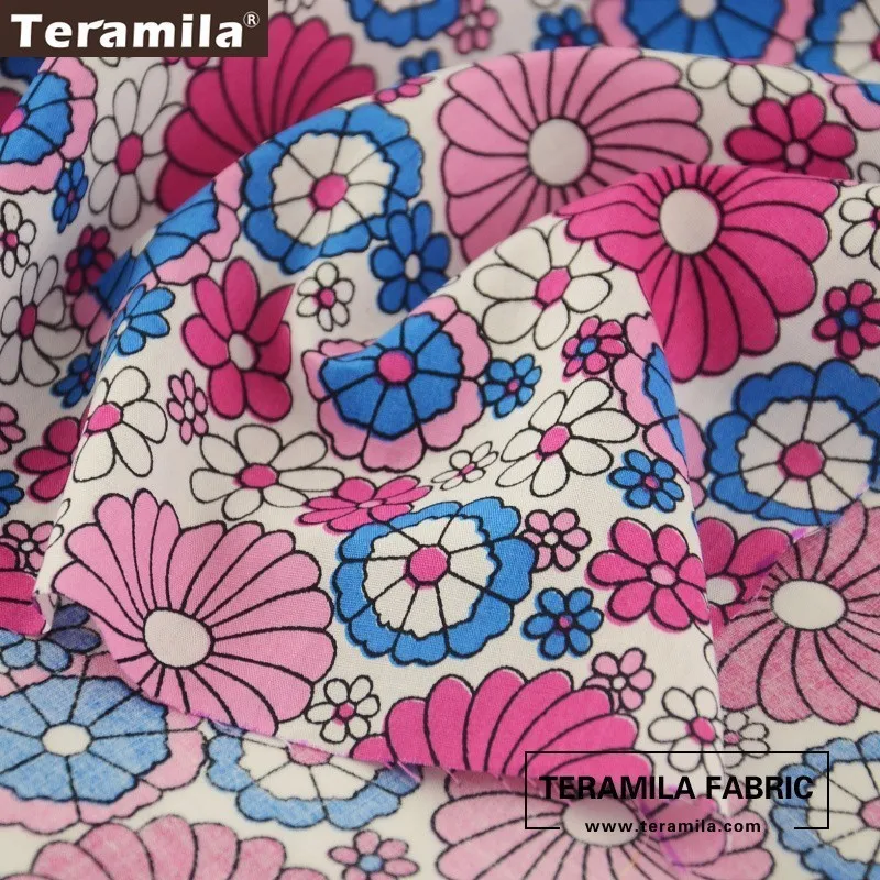 Teramila хлопок поплин Ткань мягкий напечатаны розовый sumflower Стиль жира четверти
