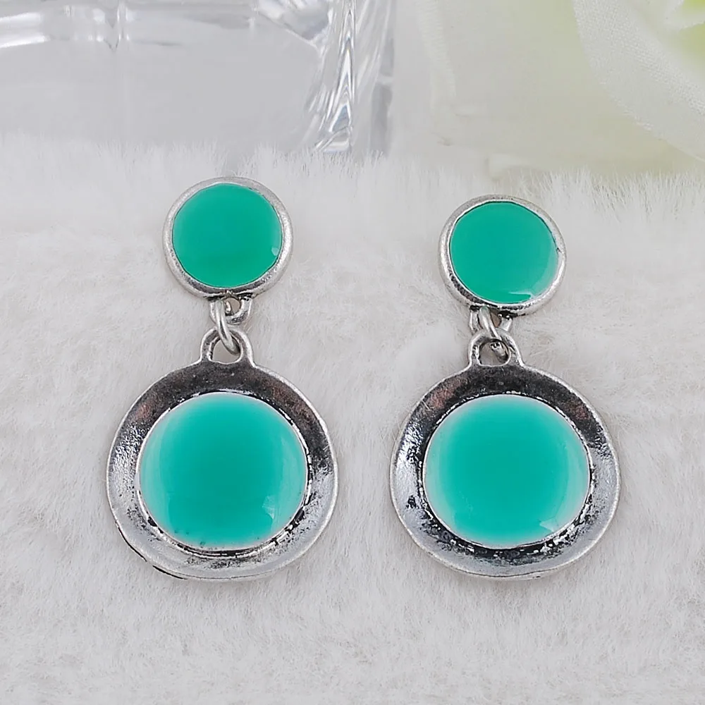 Висячие серьги новые модные геометрические висячие из сплава с синей эмалью для