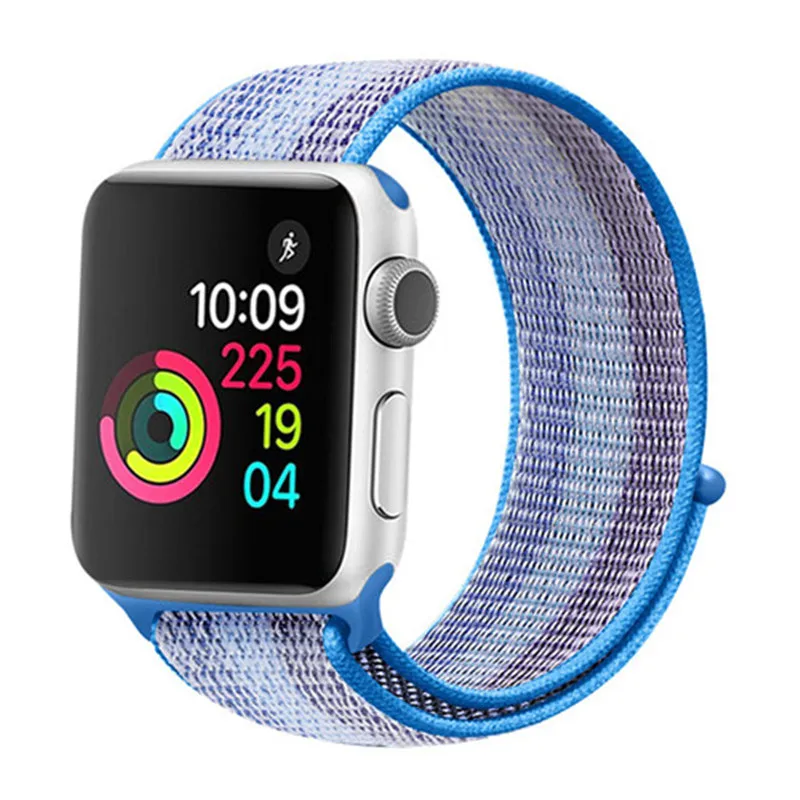 blue streak Дышащая повязка для apple Watch Series 4 3 2 полосы 44 мм 42 мм нейлон мягкая замена Спортивная петля для iwatch 4 3 2 1 40 мм 38 мм - Цвет ремешка: blue streak