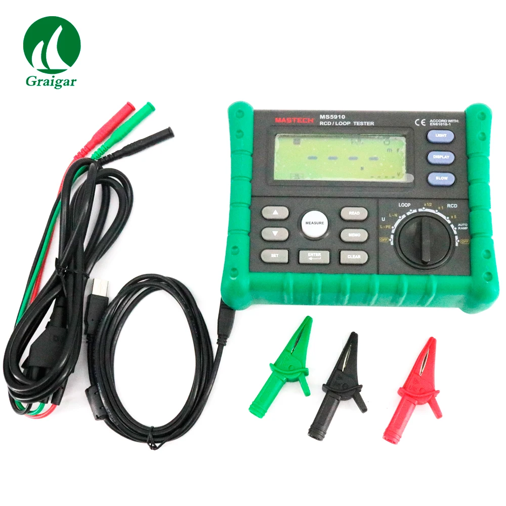 

Electric Leakage Detector Tester MS5910 RCD/LOOP Tester Circuit Trip-out current/time measurement