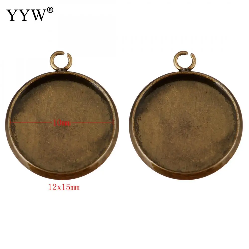 100PCs/Lot Stainless Steel Pendant base Pendant  Settings Flat Round antique bronze color plated Approx 2mm Sold By Lot