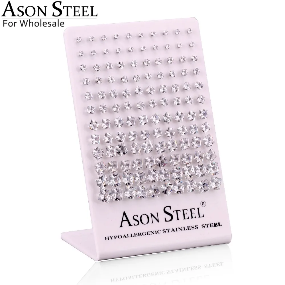 Женские гипоаллергенные серьги ASON STEEL 60 парт/Лот оптовая продажа 3 8 мм квадратные