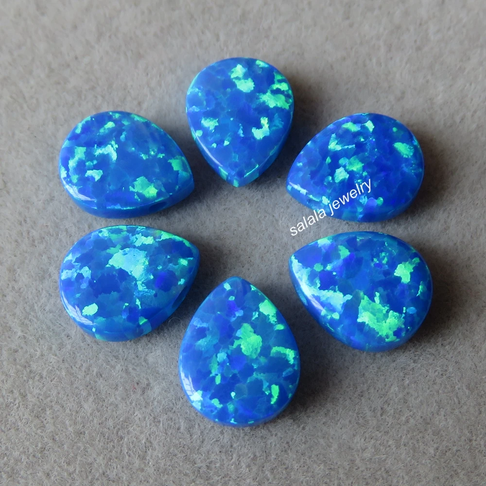 

50pcs/lot 8x10mm Drilled Pear Opal &Teardrop Cut Fire Opal Synthetic Drop Cabochon Opal for Necklace