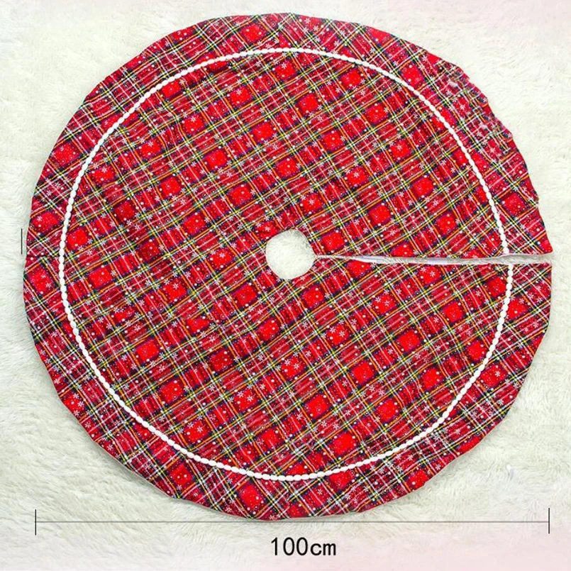Новая юбка с рождественской елкой 100 см клетчатая со снежинками Рождественская
