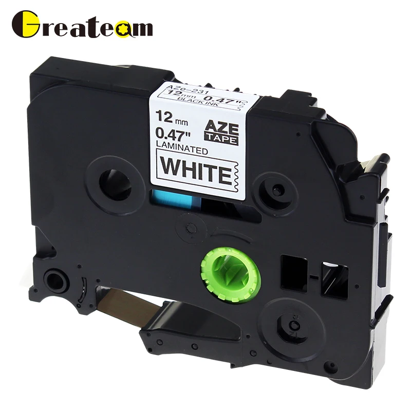 Greateam 1 шт. TZe 231 для принтера Brother P Touch TZ231 TZe231 12 мм черная на белой этикетке лента PT