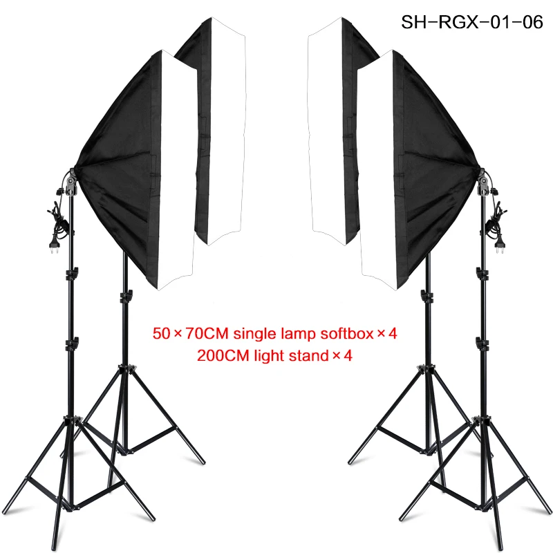 SH-RGX-01-06 Фотостудия прямоугольная фотография Мягкая коробка 8 Led 20 W комплект освещения для фотосъемки 2 световая подставка 2 Мягкая коробка сумка для переноски для камеры - Цвет: SH-RGX-01-06