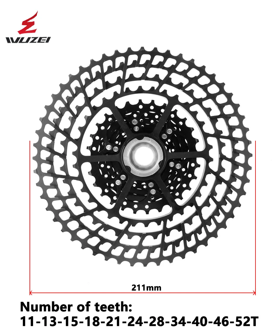 WUZEI MTB 11 скоростей 11-50T 11-52T кассета 365g Сверхлегкий велосипед свободного хода 11t Запчасти для велосипеда горный для Shimano M9000 M8000