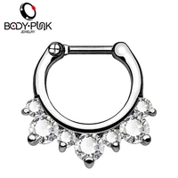 body punk 16g 1 2mm nose ring daith cartilage earrings cz stainless steel crystal hoop fashion body piercing jewelry for women
