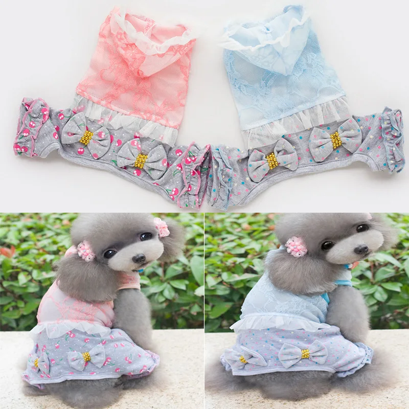 Милое кружевное пальто с бантиком и принтом Щенячий патруль для маленьких собак