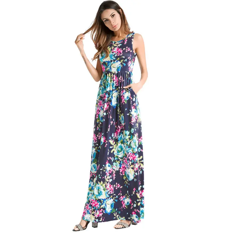 Женский длинный сарафан в богемном стиле повседневное свободное винтажное