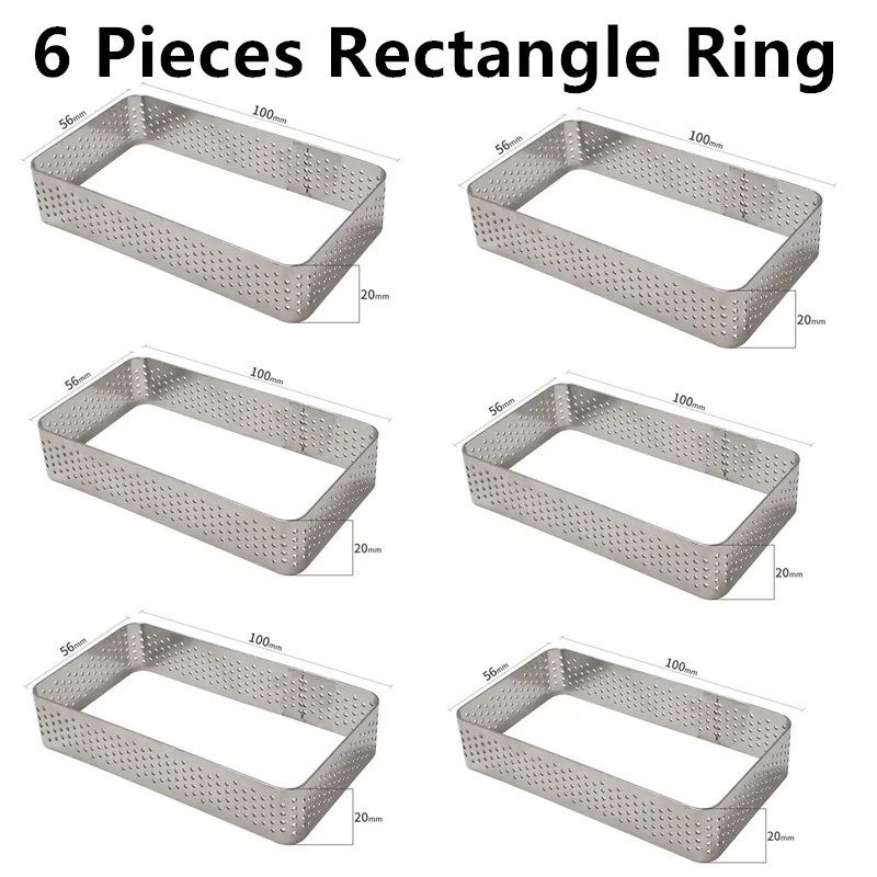 6PCS Rectangle Ring SHENHONG несколько стилей пирожное кольцо формы для торта силиконовая форма для выпечки Формы Для Выпечки Кондитерская сковорода украшение для выпечки - Цвет: 6PCS Rectangle Ring