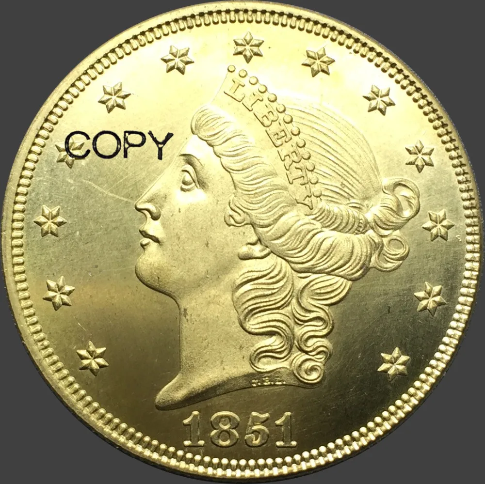 

United Stated 1851 1851 O Liberty Head Gold coins Value Twenty Dollars Brass Copy Coin