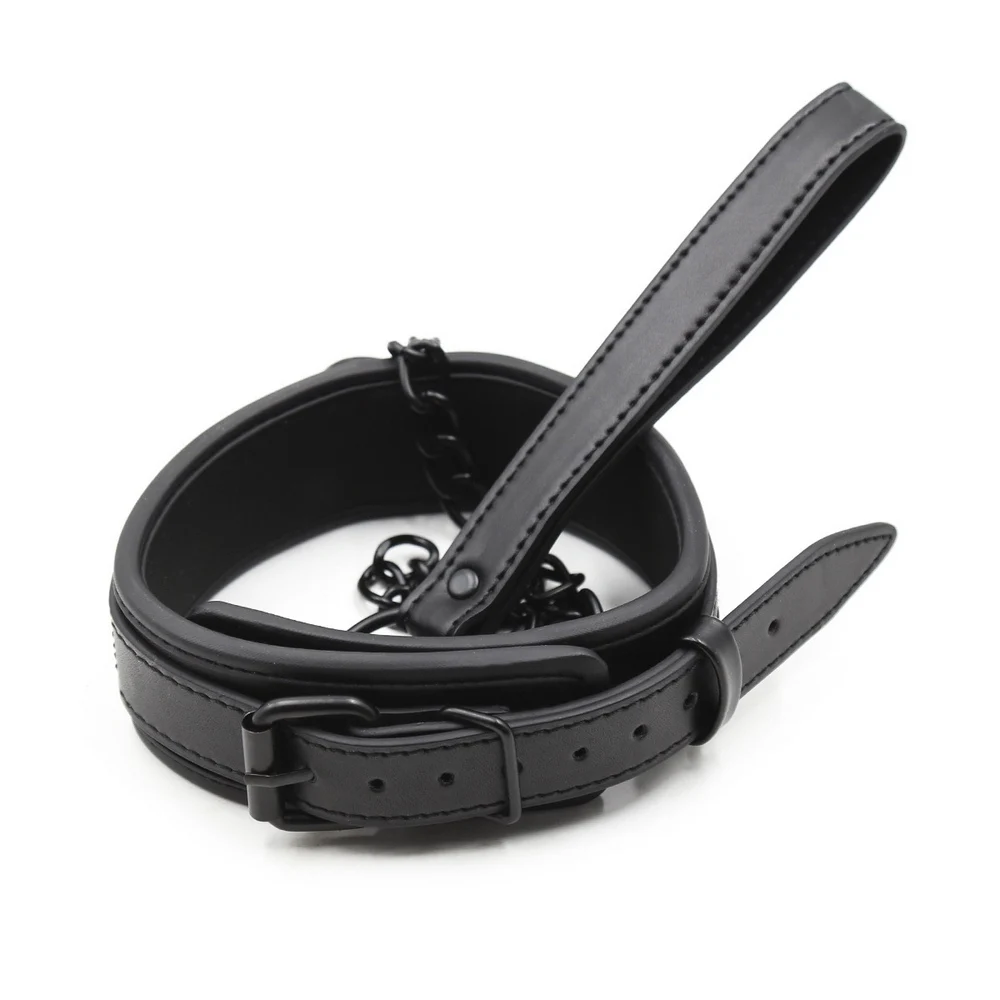 Кожаный ошейник БДСМ бондаж сексуальная стимуляция флирт поводок сдержанность