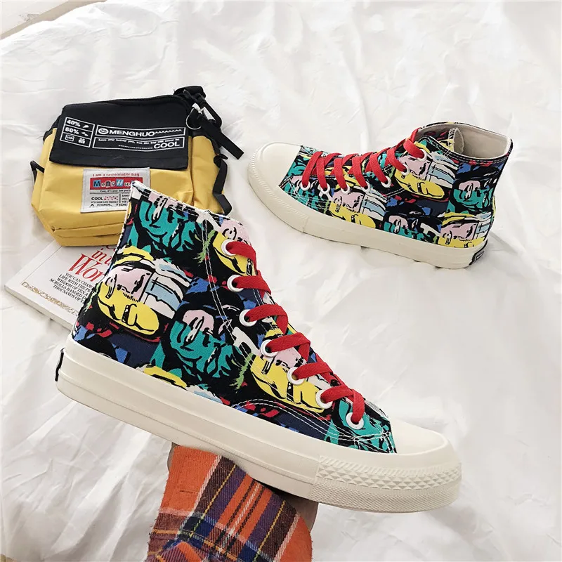 

High shoes Chinese style Facebook canvas shoes casual fashion walking shoes sports comfortable shoes men's personality