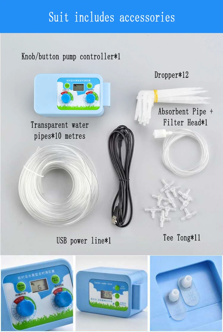 NEW Double knob Automatic Watering Dvice Drip irrigation LED Pump Set Plant Watering Timer Garden Home Office Irrigation System