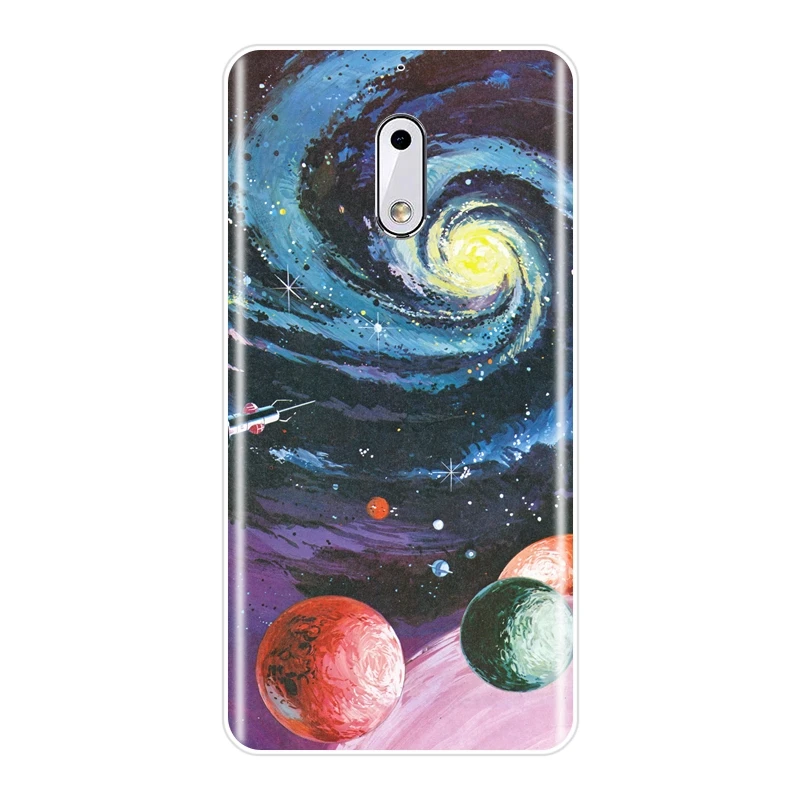Задняя крышка для Nokia 7 Plus X6 Мягкий силиконовый чехол с изображением космоса Луны