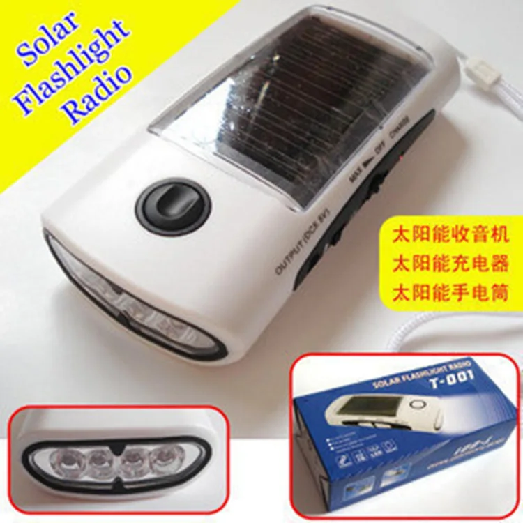 HOT!!! New Multifunctional 4 LED Solar Power Bank Powered Dynamo FM Radio Flashlight Cell Phones Battery Charger Free | Мобильные