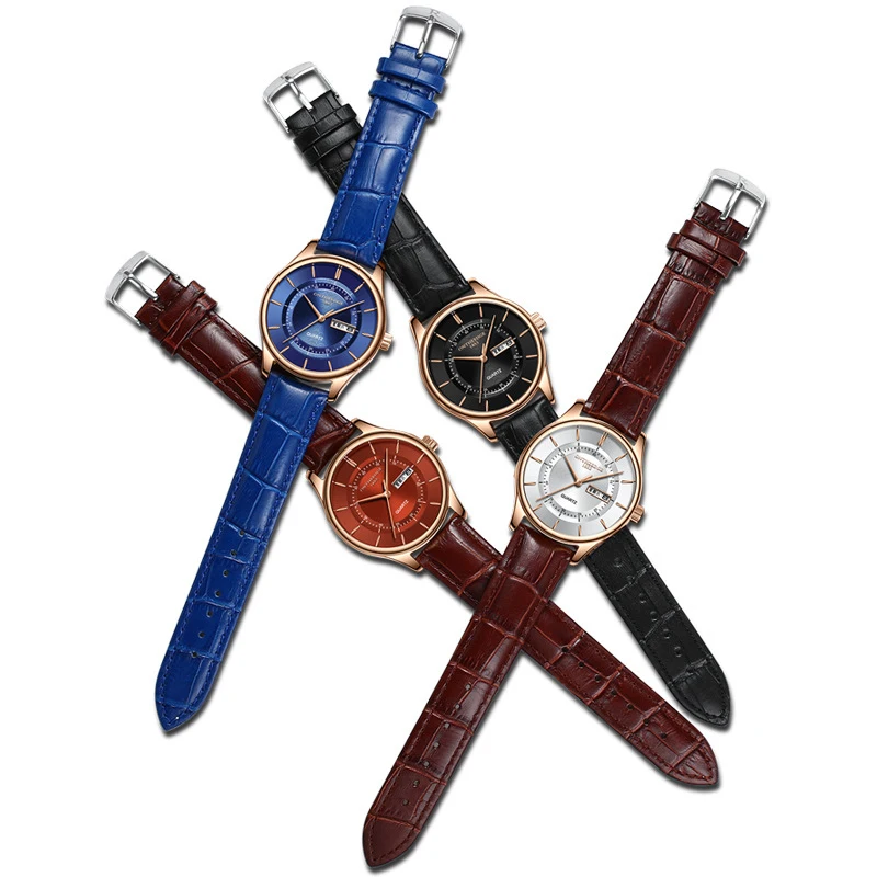 Men's watch business round quartz men's waterproof belt mechanical trend accessories table sale | Наручные часы