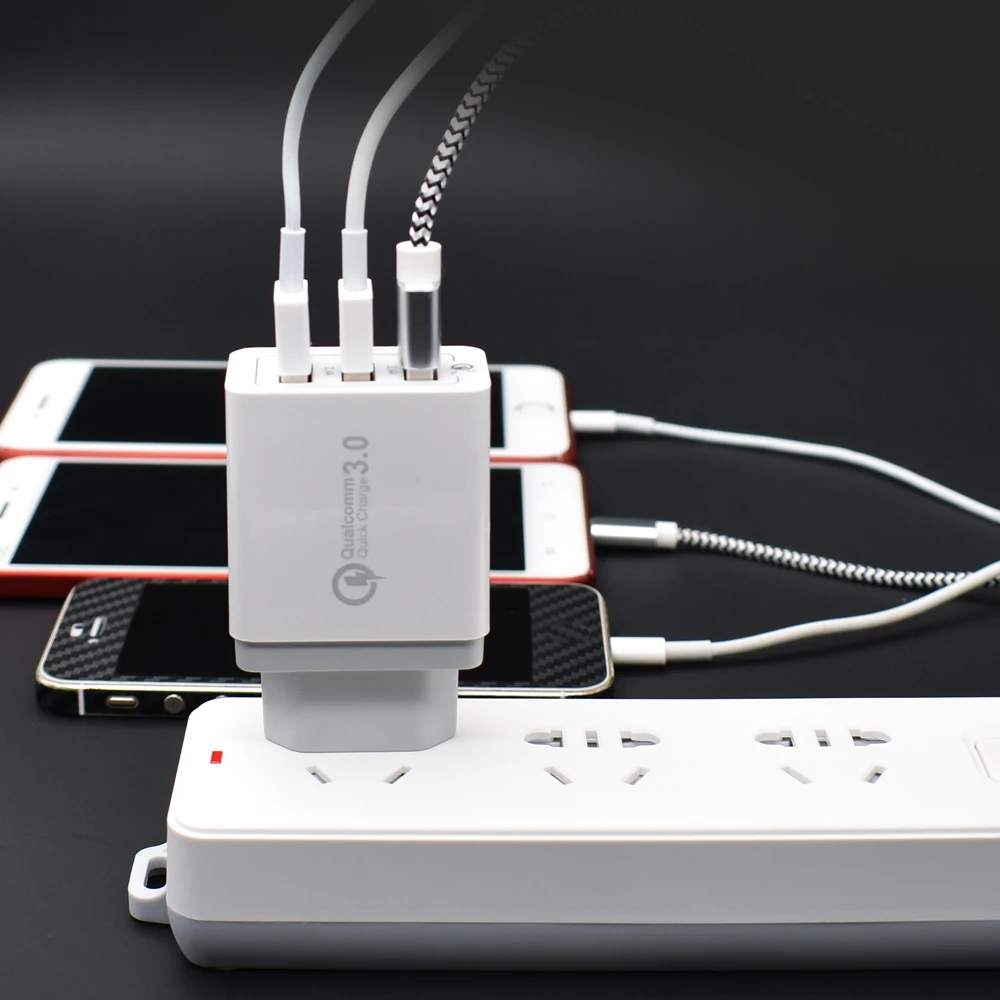 10 шт. 3 порта быстрое зарядное устройство QC 0 30 Вт USB для iPhone 7 8 iPad Samsung S8 Huawei Xiaomi QC3.0