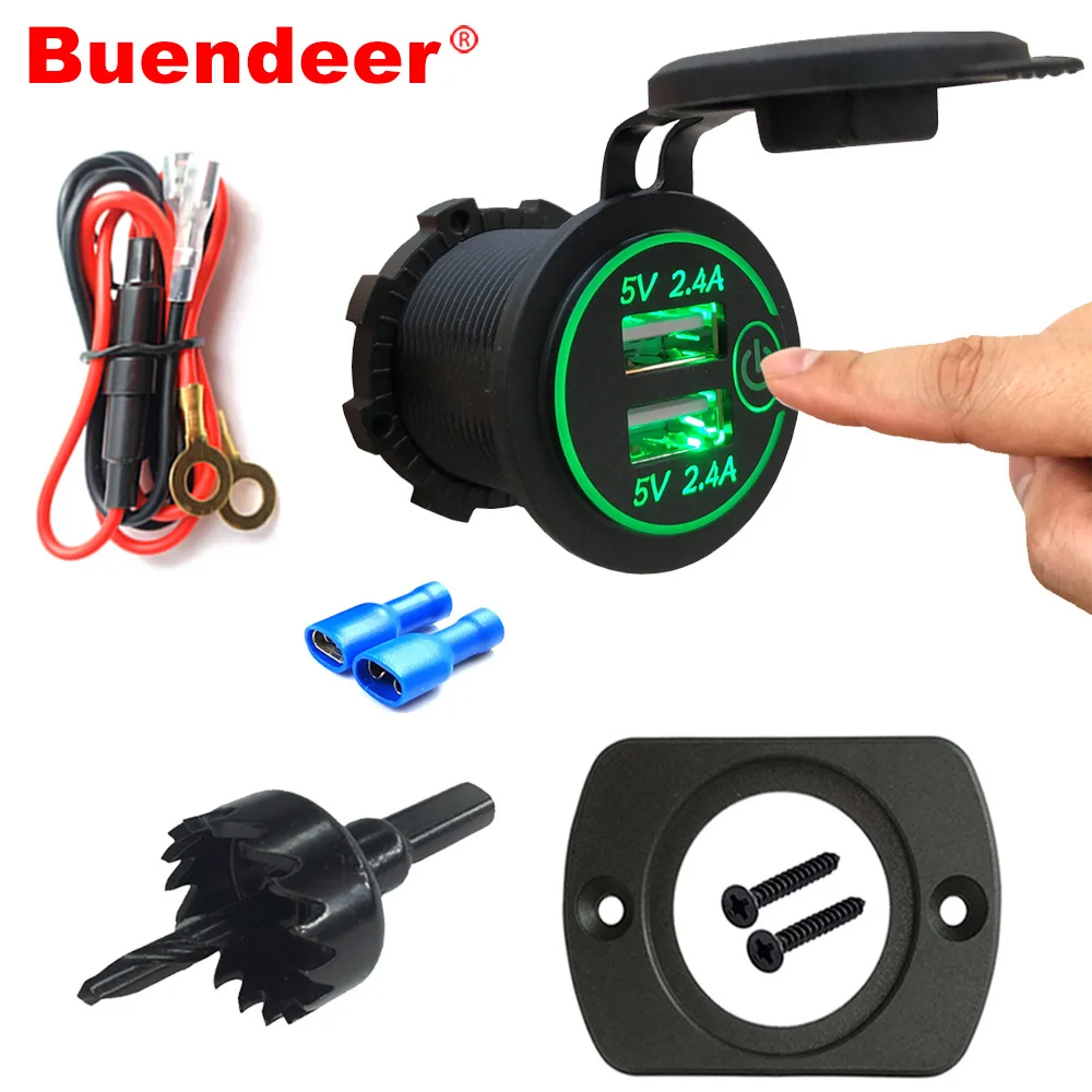 Buendeer 5 V/4.8A двойной USB Адаптер зарядного устройства с сенсорным переключателем