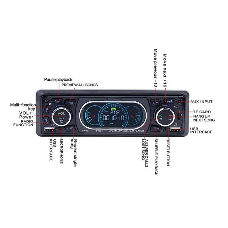 SWM 8809 автомобильный стерео MP3-плеер FM Радио BT RCA USB с пультом дистанционного управления USB комплект беспроводной связи bluetooth для автомобиля lcd mp3-плеер