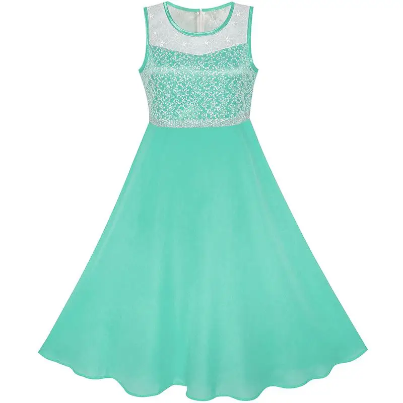 Flower Girl Dress Rhinestone Chiffon Bridesmaid Dance Ball Maxi Prom Gown 2020 Summer Princess Wedding Party Size 6-14 Carnival | Детская