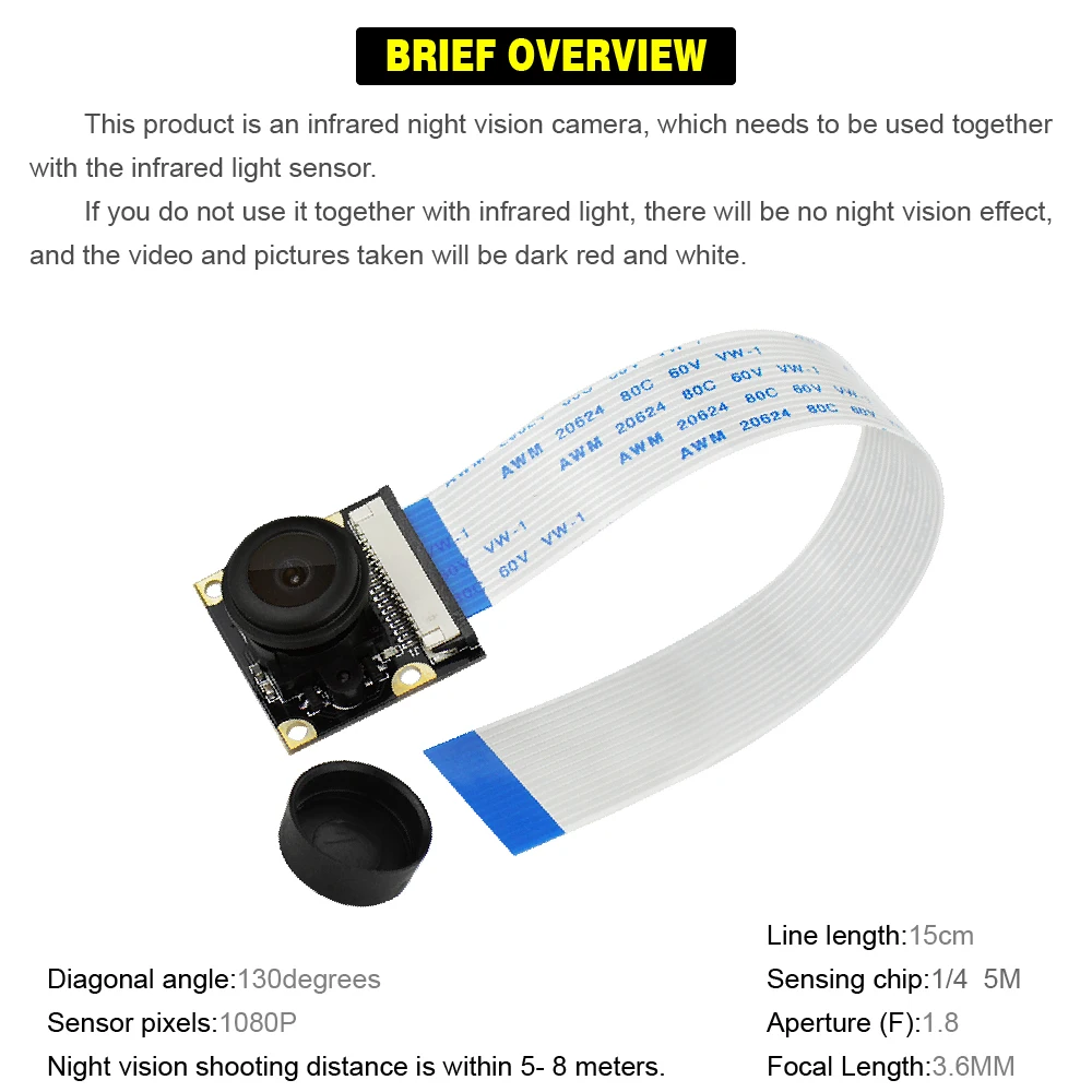 Камера KEYES широкоугольная камера рыбий глаз для Raspberry Pi 3/2/B + 5MP/1080 p | Компьютеры и