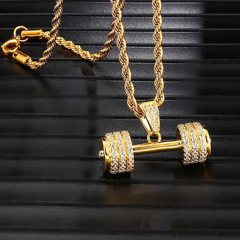 Шарм Bling Iced Out микро проложенный кубический циркон кулон в форме гири для мужчин