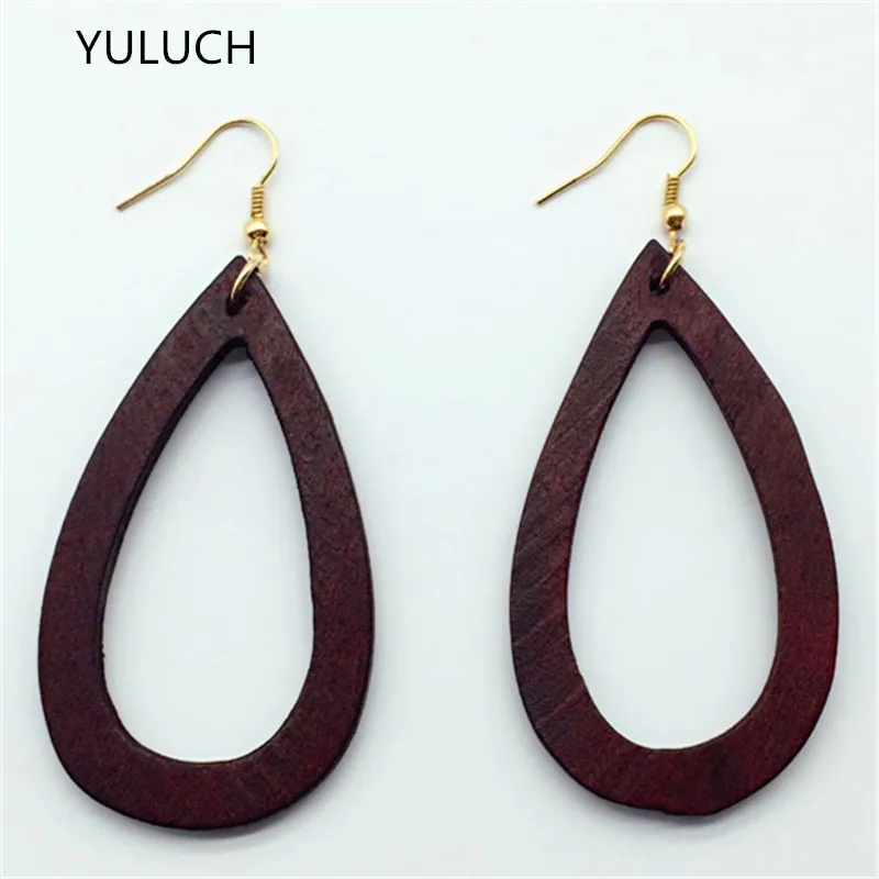 Большие круглые серьги в форме Креста Новые африканские из красного дерева